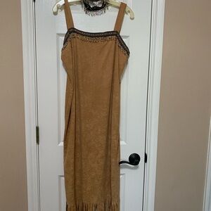 Indian Maiden Tan Dress with Fringe
